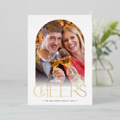 CHRISTMAS COUPLE Modernes Foto CHEERS Overlay Folieneinladung (Stehend vorne)