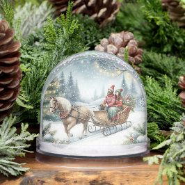  Christmas Couple Sleigh with Horse  Schneekugeln