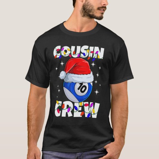 Christmas Cousin Crew 10 Ball Billiard Pajamas Fam T-Shirt (Vorderseite)