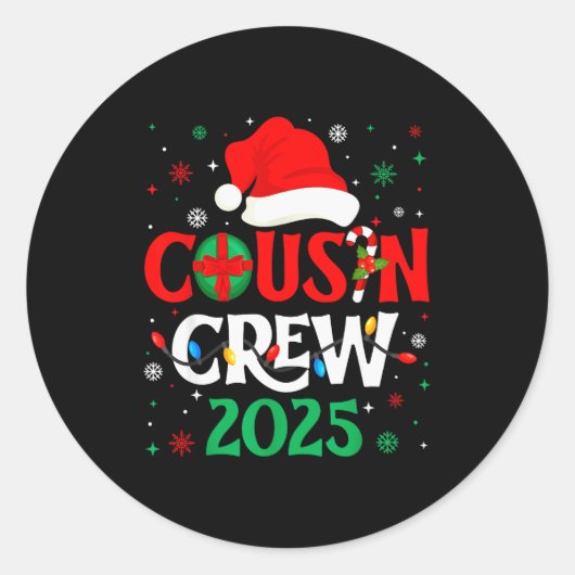 Christmas Cousin Crew 2025 Xmas Funny Matching Fam Runder Aufkleber (Vorderseite)