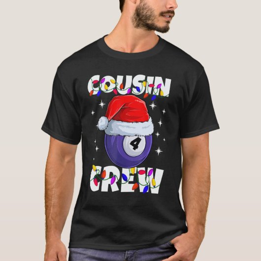 Christmas Cousin Crew 4 Ball Billiard Pajamas Fami T-Shirt (Vorderseite)
