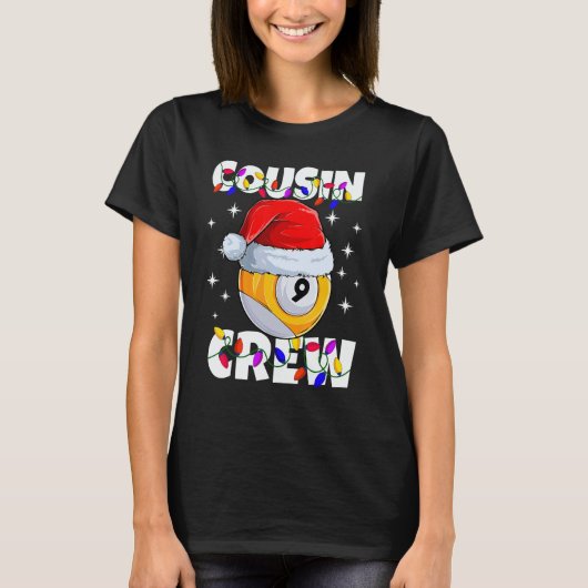 Christmas Cousin Crew 9 Ball Billiard Pajamas Fami T-Shirt (Vorderseite)