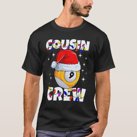 Christmas Cousin Crew 9 Ball Billiard Pajamas Fami T-Shirt (Vorderseite)