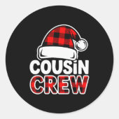 Christmas Cousin Crew Buffalo Red Plaid Pajamas Fa Runder Aufkleber (Vorderseite)