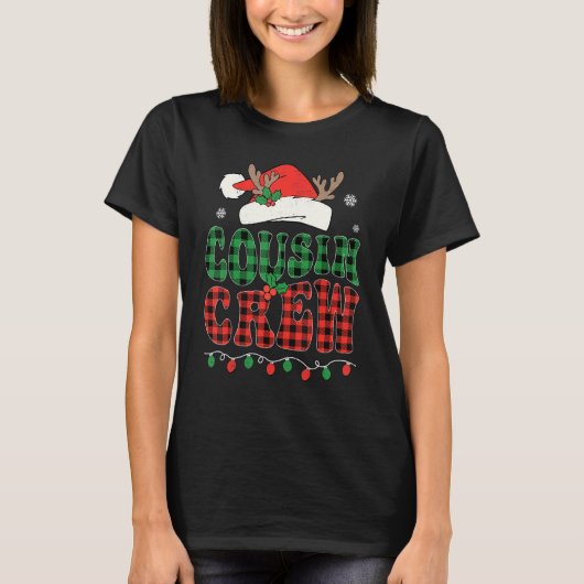 Christmas Cousin Crew Buffalo Red Plaid Santa Xmas T-Shirt (Vorderseite)