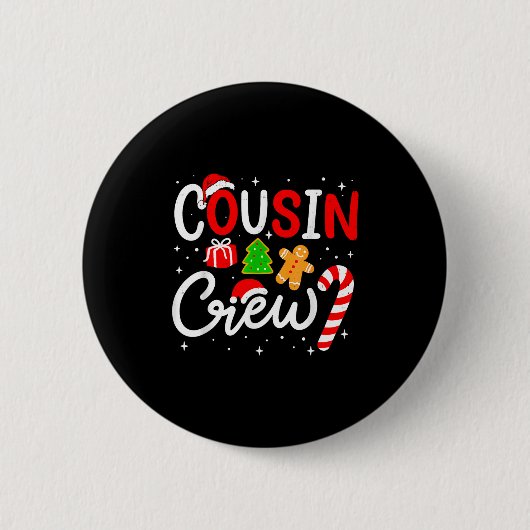 Christmas Cousin Crew Candy Cane Family Matching H Button (Vorderseite)