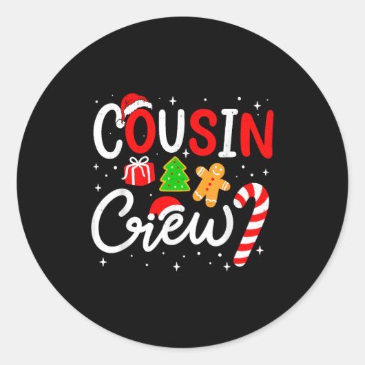 Christmas Cousin Crew Candy Cane Family Matching H Runder Aufkleber (Vorderseite)
