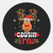 Christmas Cousin Crew Funny Reindeer Matching Paja Runder Aufkleber (Vorderseite)