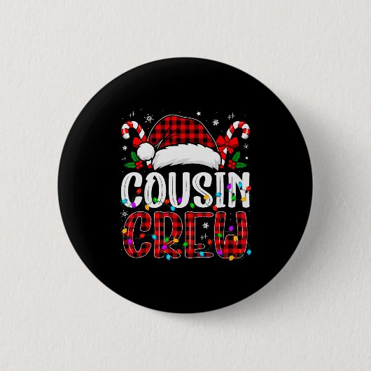 Christmas Cousin Crew Red Plaid Family Matching Xm Button (Vorderseite)