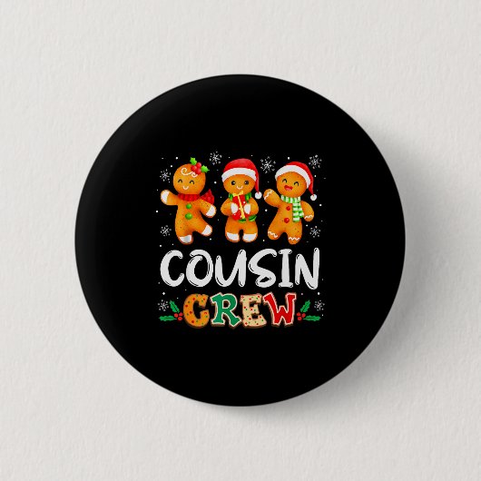 Christmas Cousin Crew Santa Hat Family Matching Fu Button (Vorderseite)