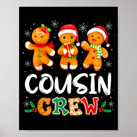 Christmas Cousin Crew Santa Hat Family Matching Fu Poster (Vorne)
