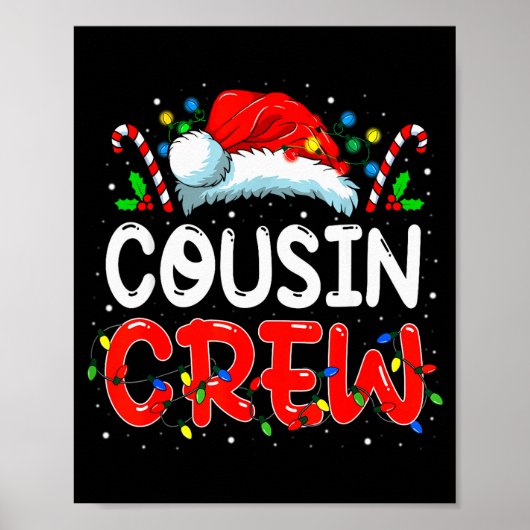 Christmas Cousin Crew Santa Hat Men Women Kids Poster (Vorne)