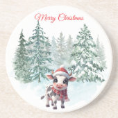 Christmas Cow Sandstone Coaster Getränkeuntersetzer (Vorne)