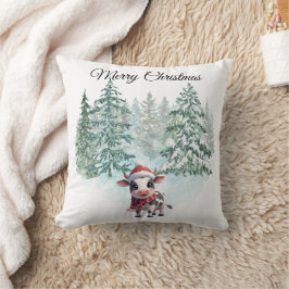 Christmas Cow Throw Pillow Kissen