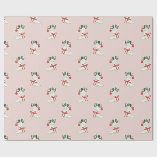 Christmas Cowboy Boot Wrapping Paper Geschenkpapier (Flach)