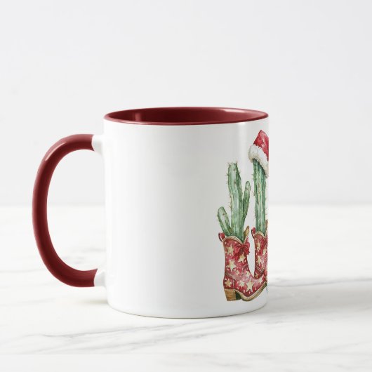 Christmas Cowboy Boots Cactus Tasse (Links)