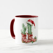 Christmas Cowboy Boots Cactus Tasse (Vorderseite Links)