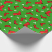 Christmas Cowboy Boots Country Western Gemustert Geschenkpapier (Ecke)