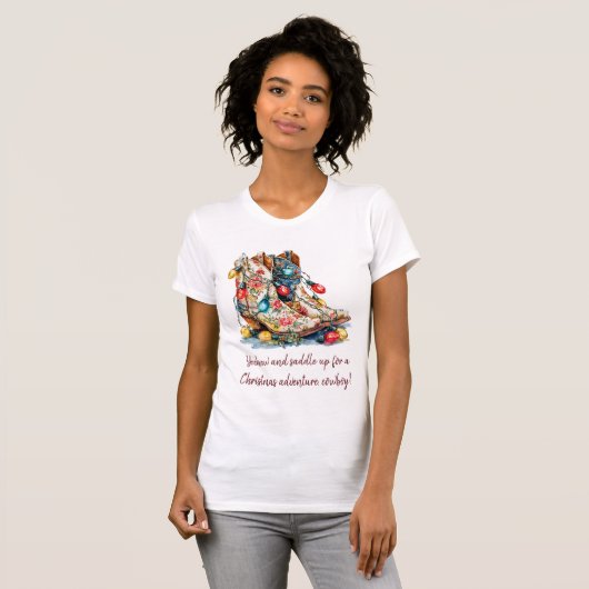 Christmas Cowboy Boots - Yeehaw and Saddle Up for T-Shirt (Vorne ganz)