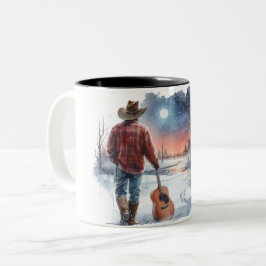 Christmas Cowboy Gitarre Coffee Cup Zweifarbige Tasse