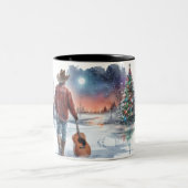 Christmas Cowboy Gitarre Coffee Cup Zweifarbige Tasse (Mittel)