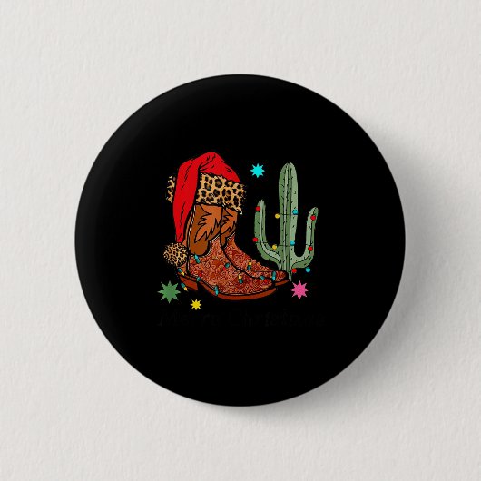 Christmas Cowgirl Boots,western Christmas Funny Gi Button (Vorderseite)