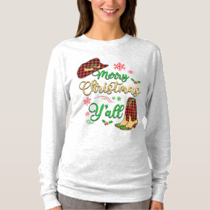 Christmas Cowgirl Hat & Boots T - Shirt