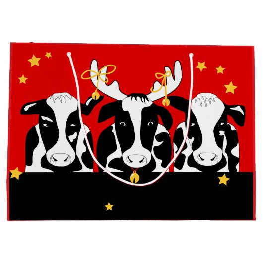 Christmas Cows Funny LG GB Große Geschenktüte (Rückseite)
