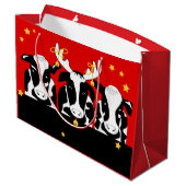 Christmas Cows Funny LG GB Große Geschenktüte (Rückseite Schrägansicht)