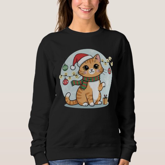 Christmas Cozy Santa Kitty T-Shirt Sweatshirt (Vorderseite)
