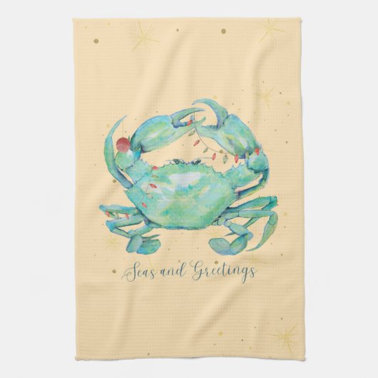 Christmas Crab Beach Geschirrtuch (Vertikal)