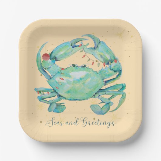 Christmas Crab Beach Pappteller (Vorderseite)