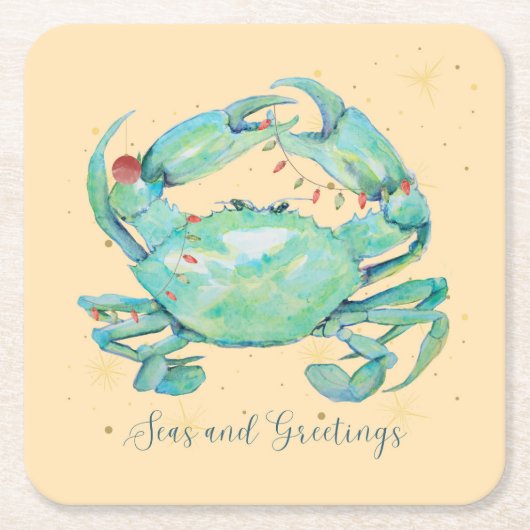 Christmas Crab Beach Rechteckiger Pappuntersetzer (Vorderseite)