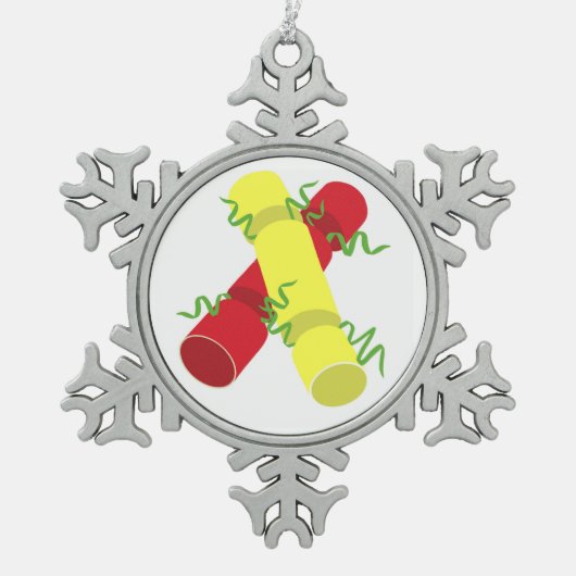 Christmas Crackers Schneeflocken Zinn-Ornament (Vorderseite)