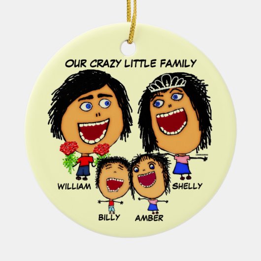 Christmas Crazy Family Cartoon Keramikornament (Vorne)
