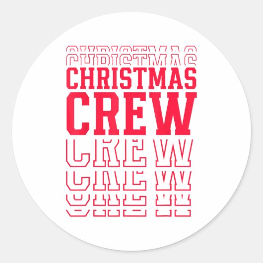 Christmas Crew Red Layered Text Family Santa Xmas Runder Aufkleber (Vorderseite)