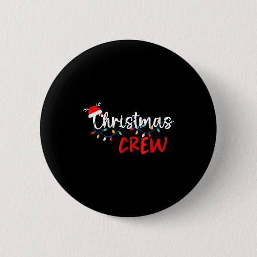 Christmas Crew Xmas Lights Family Matching Pajamas Button (Vorderseite)