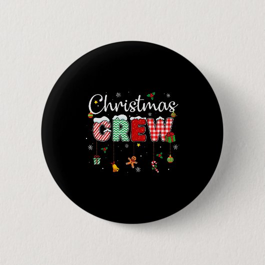 Christmas Crew Xmas Lights Family Matching Pajamas Button (Vorderseite)
