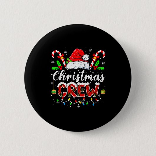 Christmas Crew Xmas Lights Family Matching Pajamas Button (Vorderseite)