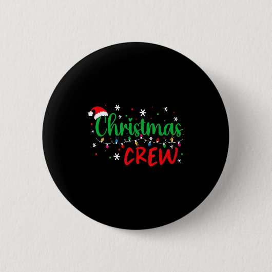 Christmas Crew Xmas Lights Family Matching Pajamas Button (Vorderseite)