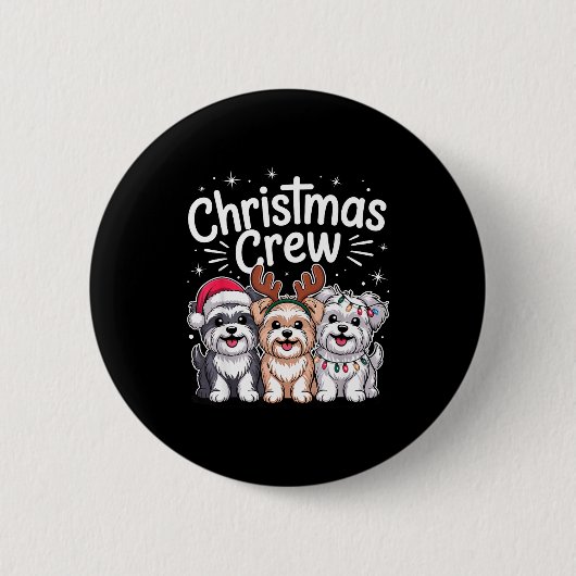Christmas Crew Xmas Puppy Dog Breed Funny Christma Button (Vorderseite)