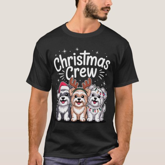 Christmas Crew Xmas Puppy Dog Breed Funny Christma T-Shirt (Vorderseite)