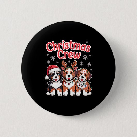 Christmas Crew Xmas Puppy Dog Funny Christmas Bern Button (Vorderseite)