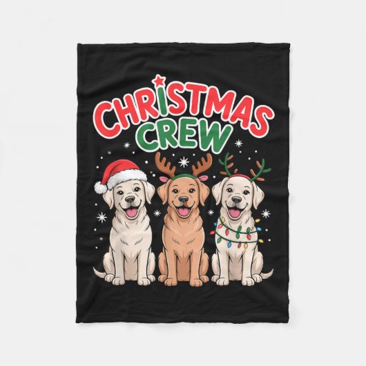 Christmas Crew Xmas Puppy Funny Christmas Labrador Fleecedecke (Vorderseite)