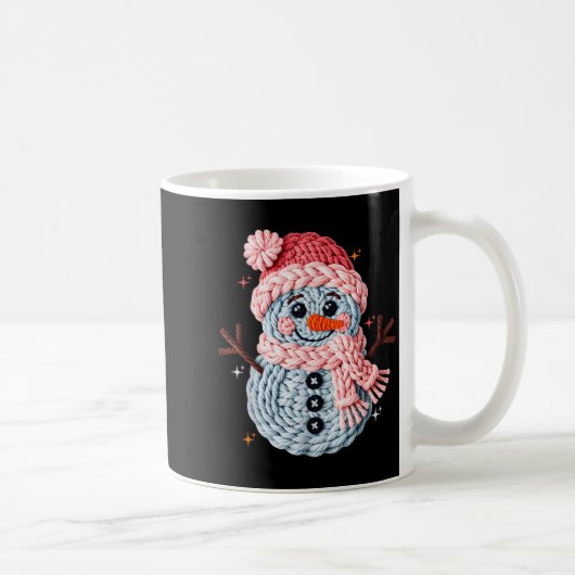 Christmas Crochet Faux Yarn Crochet Snowman Funny Kaffeetasse (Rechts)