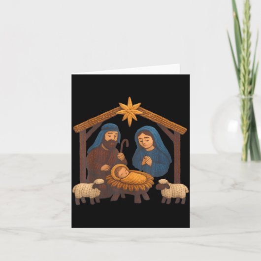 Christmas Crochet Jesus Christmas Faux Yarn Sewing Karte (Vorderseite)