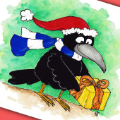 CHRISTMAS CROW Postkarte von Nicole Janes