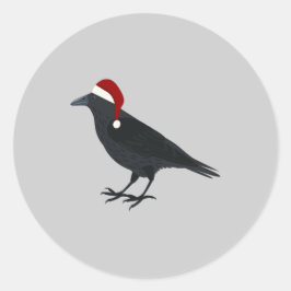Christmas Crow Runder Aufkleber