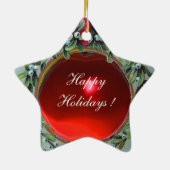 CHRISTMAS CROWN MISTLETOES STAR FOTOVORLAGE KERAMIKORNAMENT (Hinten)