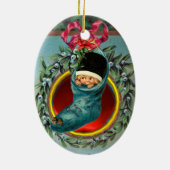 CHRISTMAS CROWN STRUMPF, MISTLETOFOTOVORLAGE KERAMIK ORNAMENT (Hinten)